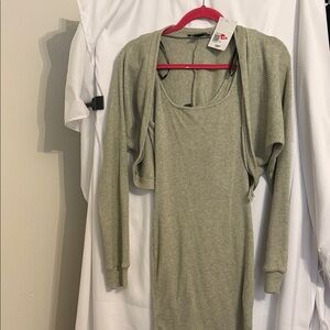 Women's Olive Green dress with crop sweater